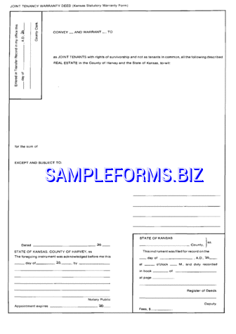Kansas Joint Tenancy Warranty Deed pdf free